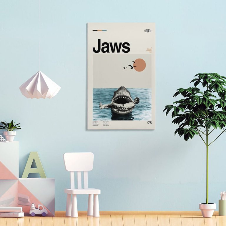 Jaws Movie Poster, Jaws Poster, Minimalist Poster, Vintage