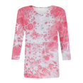 thumbnail image 4 of Up to 65% off! Womens' Fashion 3/4 Sleeve Plus Size Shirts Tops Spring And Summer Print Top Collar Button Sexy Shirt 3/4 Sleeve Long Sleeve V Neck Top/Shirt, 4 of 7
