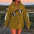 thumbnail image 2 of Cnbwig Hoodies for Women Sweatshirts Rugby Printed Sequins Hooded Drop Shoulder Long Sleeve Glitter Pullover with Drawstring Pockets Loungewear Sweatshirts for Women Trendy Yellow XXXXL, 2 of 5
