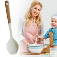 thumbnail image 2 of HWHCGZ Large Silicone Cooking Spoons, Nonstick Solid Wooden Handle Spoon, Heat Resistan Silicone Kitchen Spoons for Cooking, Serving, Basting, Mixing, 12.6 Inch,Beige, 2 of 6