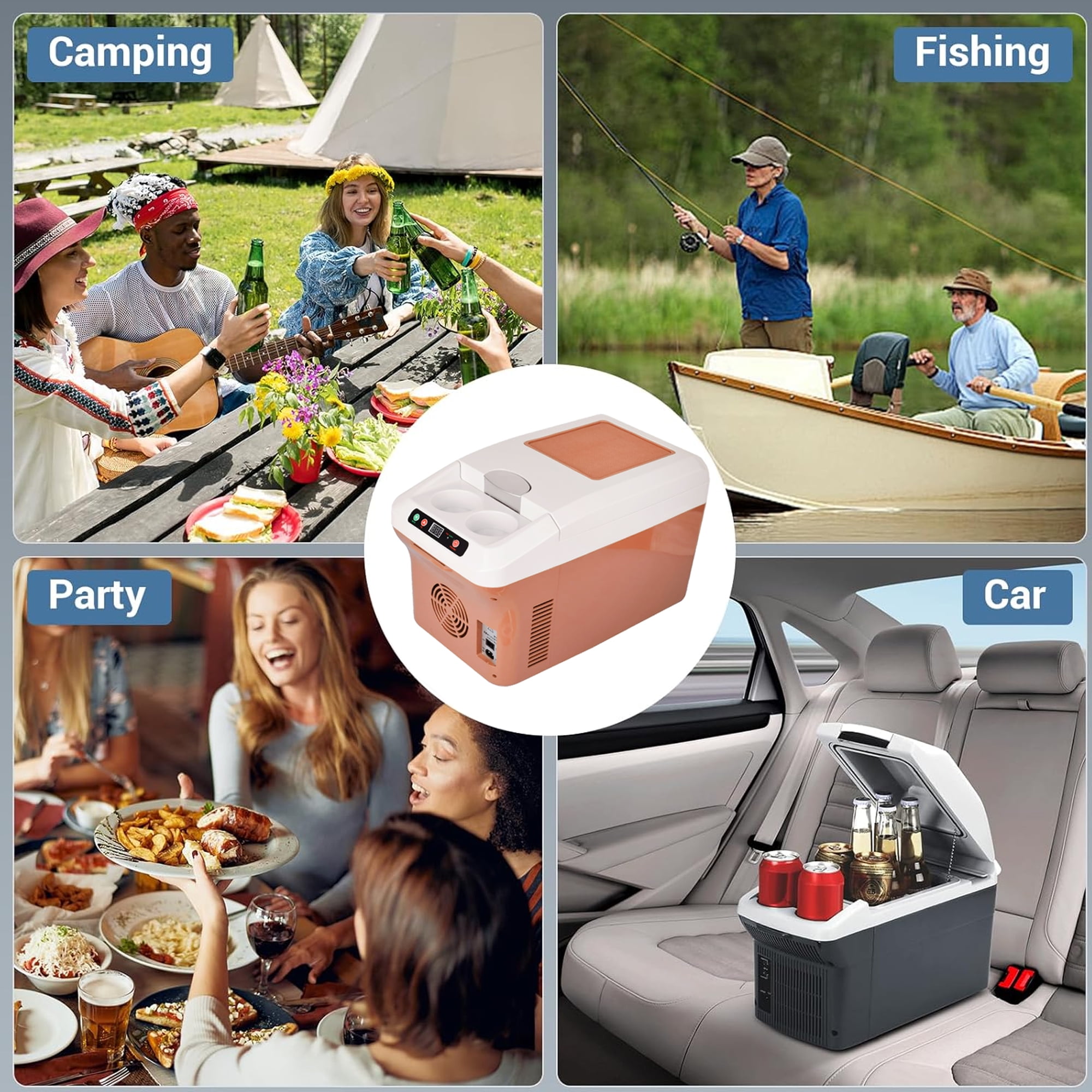 15L Car Electric Cooler and Warmer 12V/24V/110V, Hot Cold Portable Electric Cool Box Mini Fridge Quiet Camping Freezer Vehicle Truck RV Boat,Fast Cooling for Both Car And Home Use