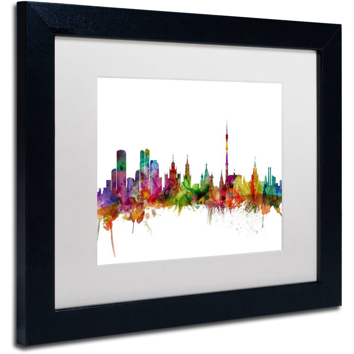 Trademark Fine Art "Moscow Russia Skyline" Canvas Art by Michael Tompsett White Matte, Black Frame