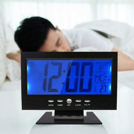 Digital Alarm Clock,LCD Backlight,Calendar,Temperature,Sound