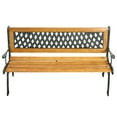 thumbnail image 3 of Topbuy Garden Metal Bench Porch Path Hardwood Chair for Patio Park  Outdoor Deck, 3 of 9