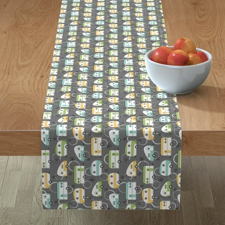 Table Runner Camper Retro Vintage Travel Mod Midcentury Cotton (Best Small Travel Campers)