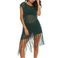 thumbnail image 4 of Women's Crochet Bathing Suit Cover Ups Beach Sexy Swim Dress Sleveless Hollow out Fishnet Swimwear Tassel Cover Ups, 4 of 7