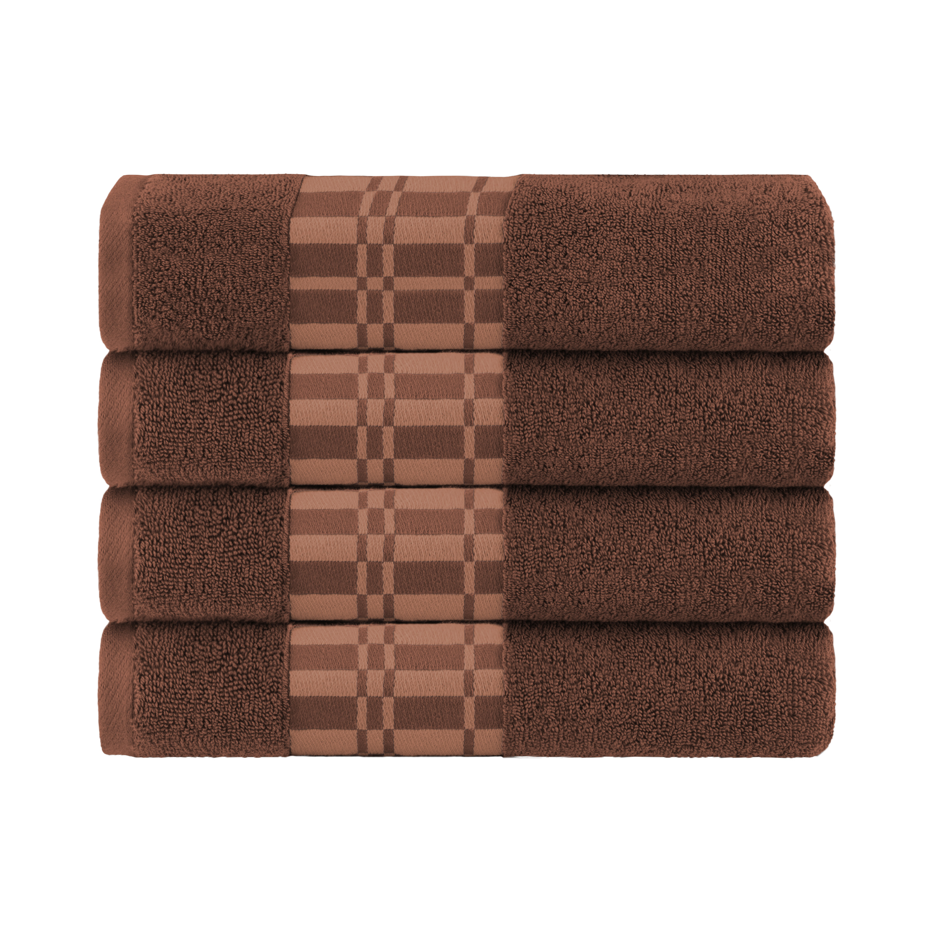 Handmade 3-Piece Dark Brown Bath Towel Set Trimmed With Dark Brown Floral  Print