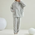 thumbnail image 5 of thermal split short pajama sets for women winter lounge wear Women's Autumn And Winter Flannel Pajamas Pajama Suit Cardigan, 5 of 7