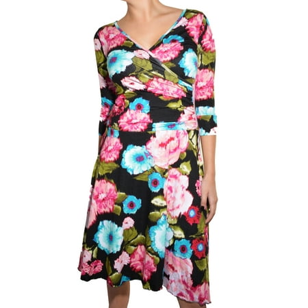 Print Surplice Dress - Avital Surplice Side Ruched Floral Print Day Dress