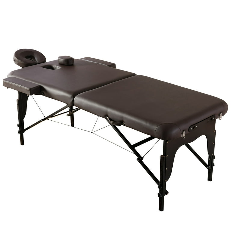 Premium Memory Foam Massage Table, Aukfa Carrying Travel Case - Easy Set Up  - Foldable & Portable - Adjustable Height, Head Cradle, Hanging Arm Rest 