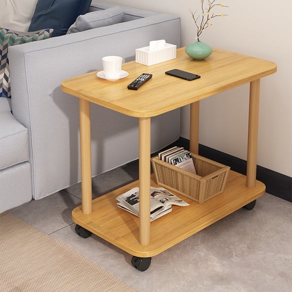 AOJA End Table, Square End Tables, 360 Degree Swivel Solid Wood Small Table for Patio, Deck, or Garden, Teak