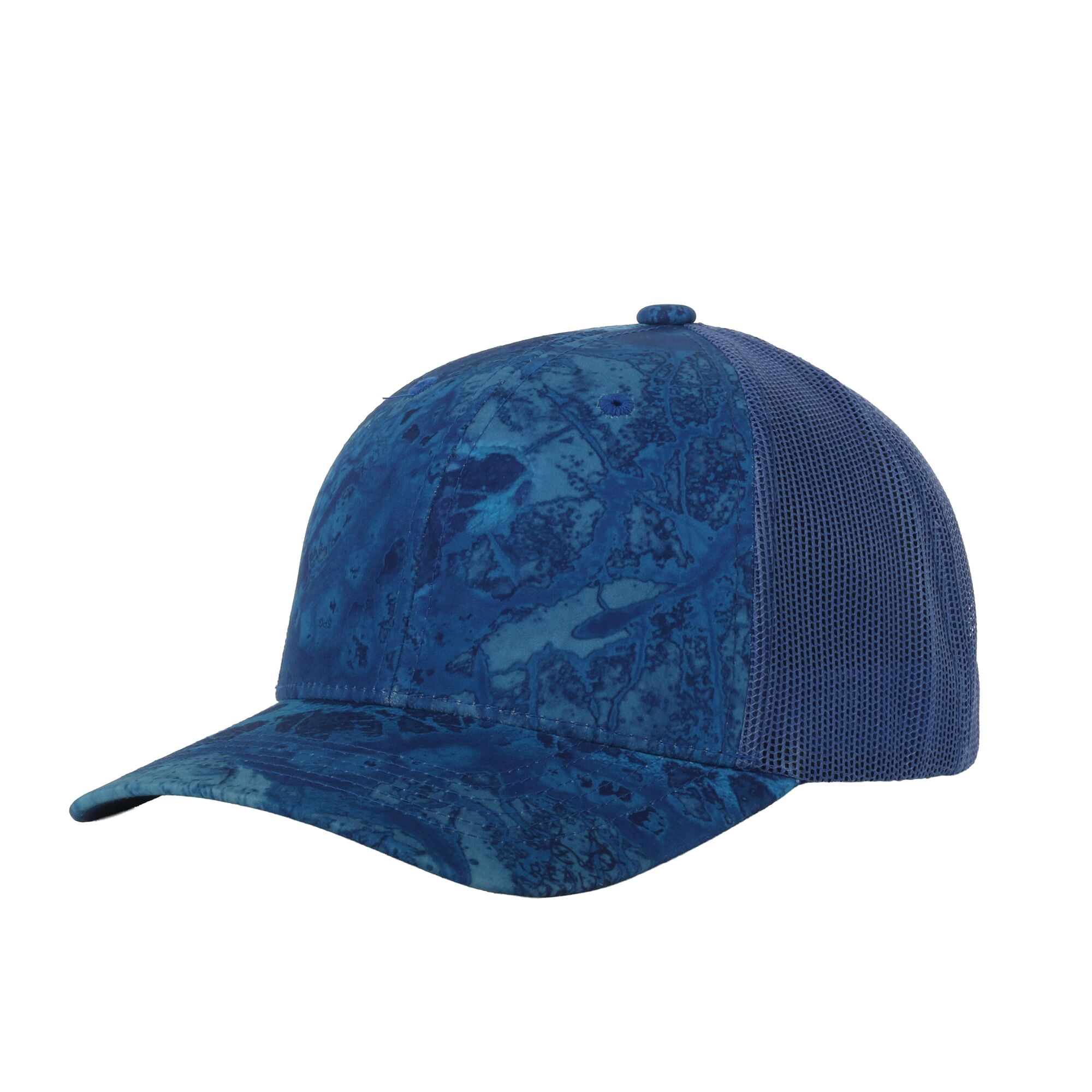 Realtree® Fishing WAV3 Blue Camo Trucker Hat – Mid Profile Mesh Back Snapback, One Size