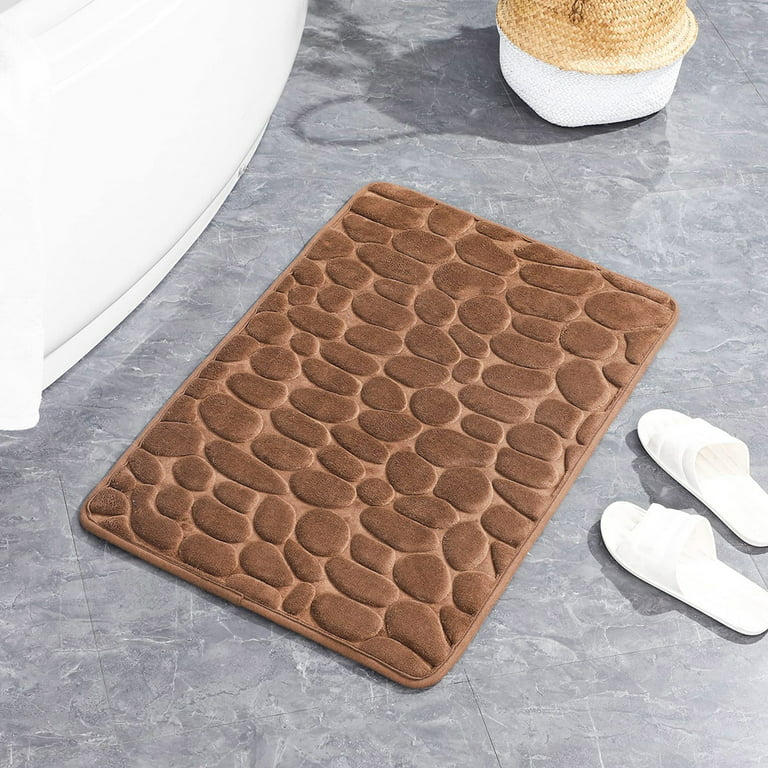 Memory Foam Bath Mat, Cobblestone Coral Fleece Bath Rug, Rapid Water  Absorbent, Non Slip, Washable, Thick, Soft and Comfortable Carpet for  Shower Room