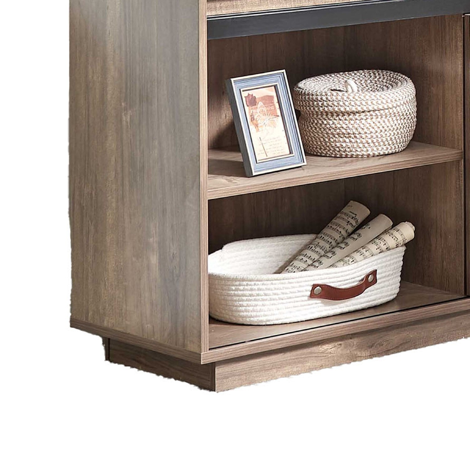 Benjara 56" Fior L Shaped Writing Desk in Hazelnut Brown Wood