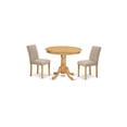thumbnail image 2 of East West Furniture ANAB3-OAK-04 3Pc Rounded 36 Inch Dinette Table And Two Parson Chair With Oak Leg And Linen Fabric Light Fawn, 2 of 2