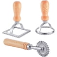 thumbnail image 1 of Juego de 3 cortadores de ravioles con rueda de rodillo, cortador de galletas, molde para hacer pasta con mango de madera, prensa de pasta, accesorio de cocina, 1 of 2