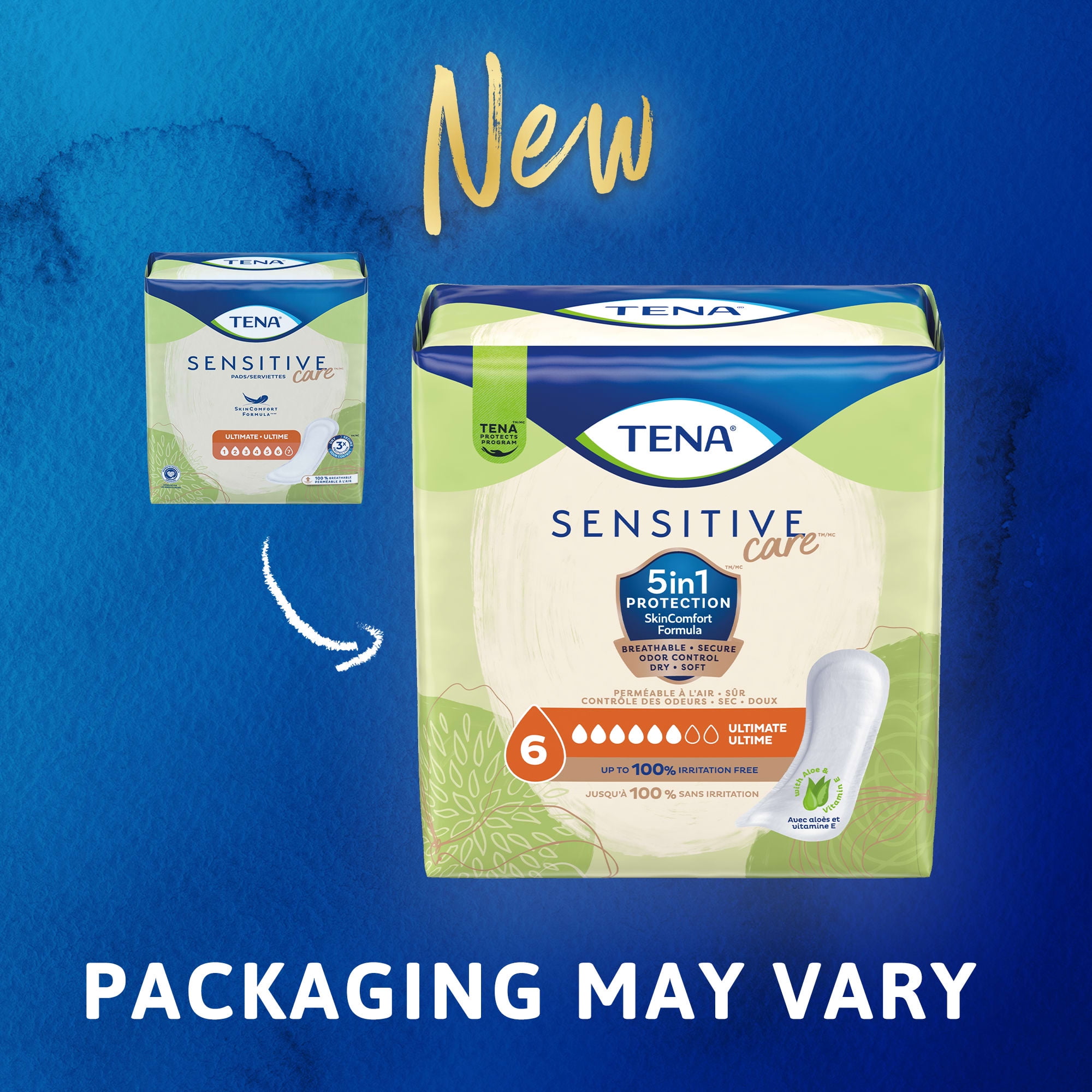 TENA Sensitive Care Ultimate Absorbency Incontinence Pad for Women, 33ct