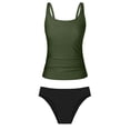 thumbnail image 6 of Xijirk Tankini Swimsuits for Women,Strappy Tankini Swimsuit Two Piece with Halter Neck Top and Mid Waist Bottoms for Everyday Beachwear Summer Fun,Womens Swimsuits,Dark Green,L, 6 of 7