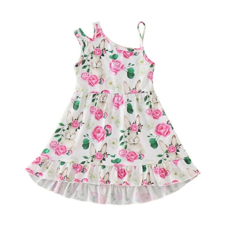 

Girls Child Sleeveless Easter Flowers Rabbit Prints Suspenders Dresses Princess Dress 9 Month Fall Dress Dress Set