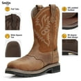 thumbnail image 2 of SMILIN Square Toe Cowboy Boots for Men,Waterproof Western Boots,Brown,Size 10, 2 of 8