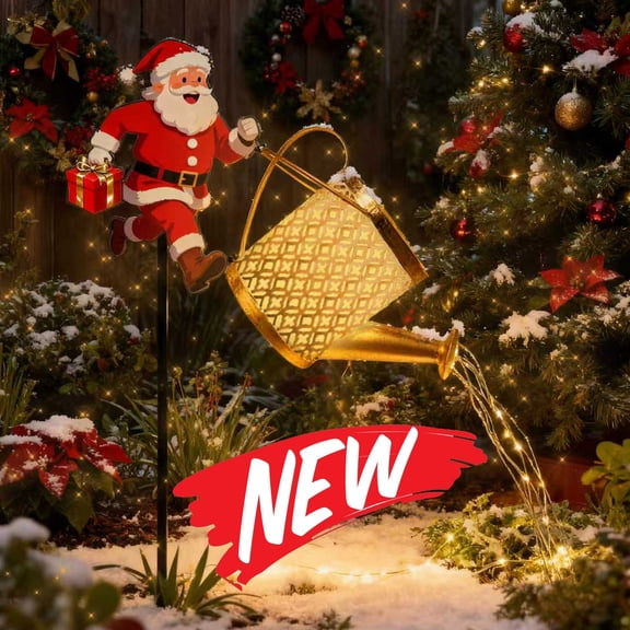 FEOLGEHLY Solar Christmas Lights Outdoor, Christmas Solar Kettle Lights, Santa Garden Lantern Lawn Decorative Lights, Solar LED Night Light for Pathway Yard Patio, Christams Decorations Outdoor, C