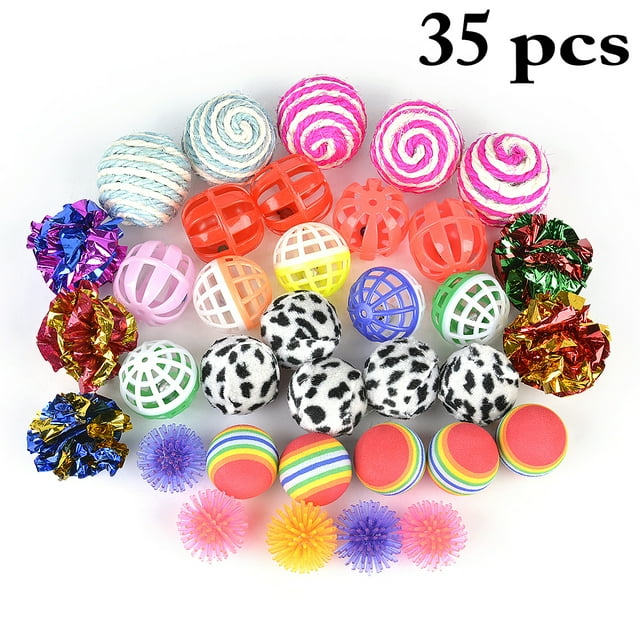 35 Pcs Balles Jouets Chat Interactives Drôles Balles de Jeu Chat Balles à Mâcher Balles de Jeu pour Animaux
