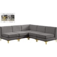 thumbnail image 2 of Meridian Furniture Alina Grey Velvet Modular Sectional, 2 of 17