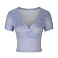thumbnail image 4 of bnaln Womens Crop Tops Short Sleeve Deep V Neck Y2k Shirt Sexy Blouse Summer Cute Floral Top Slim Fitted Mini T Shirt Girls Cropped Tshirt Party Evening Holiday Beach Outfits Cheap, 4 of 6