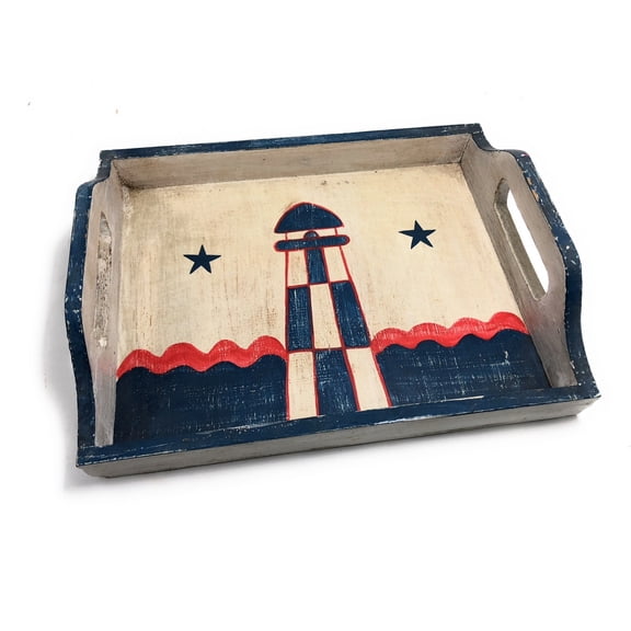 Americana Wooden Tray 16" - Light House Decor | #ort17093c