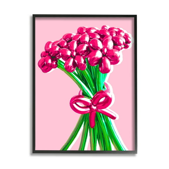 Stupell Industries Balloon Flower Bouquet Abstract Painting Black Framed Art Print Wall Art, 11 x 14