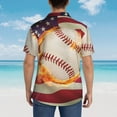 thumbnail image 4 of Fotbe Baseball Ball With Flag Camisa Hawaiana para Hombre Unisex – Camisa Casual de Verano con Botones de Manga Corta de Algodón y Lino,XX-Large, 4 of 7
