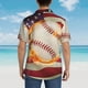 thumbnail image 4 of Balery Baseball Ball With Flag Camisas hawaianas de manga corta para hombre, camisas playeras de corte holgado, camisas de vacaciones con botones,Large, 4 of 7