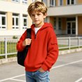 thumbnail image 6 of Hoodies for Boys Quarter Zip Waffle Knit Pullover Hooded Sweatshirt Tops,Kids Zip Long Sleeve Hoodie,Teen Boy Fashion Fall Winter Casual Sweatshirts,Back to School Clothes,Red,L, 6 of 7