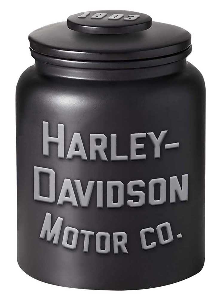 HarleyDavidson Motor Co. Cookie Jar, Matte Black Ceramic Jar 5.6 Qt