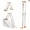 orange, variant on 14FT Ladder with wheels and stabilizer bar, 330 lbs large load capacity, multi-purpose folding ladder for stairs, house and outdoor use