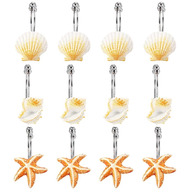 Naiovety Juego de ganchos colgantes con forma de concha de estrella de mar, juego de ganchos colgantes de acero inoxidable, juego de ganchos dobles para Juegos de accesorios de baño No.1 Naiovety HA025013-01