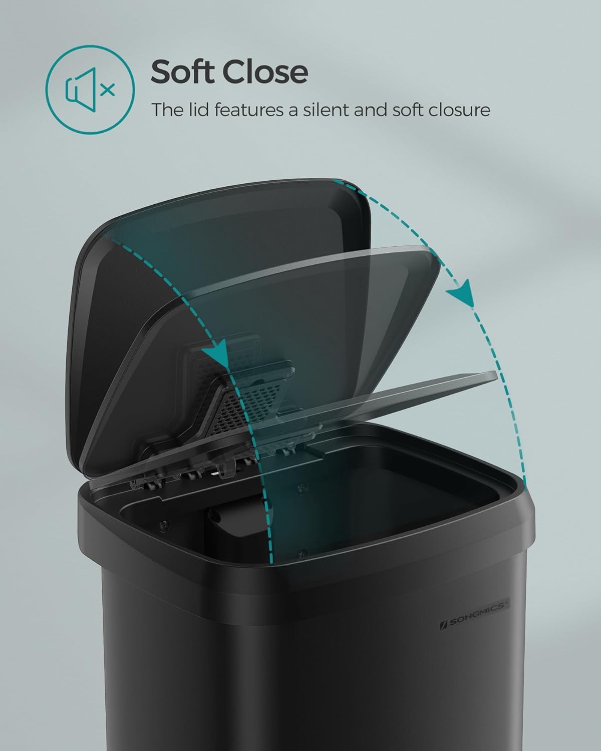 Kitchen Trash Can 13 Gallon Stainless Steel Garbage Can Recycle Bin with Stay-Open Lid and Step-on Pedal Black
