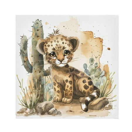 

JSTEL Cute Leopard Baby Cloth Napkins Set of 1 20x20 Inch Washable and Reusable Napkin for Decoupage Dinner Party Everyday Use