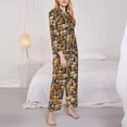 thumbnail image 3 of Yiaed Vintage Bottles Print Pajamas Women's Long Sleeve Sleepwear Soft Button Down Loungewear Pjs Lounge Set Nightwear Womens Pajama Pants-Medium, 3 of 7
