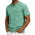 thumbnail image 2 of Miqool Washed Denim Shirt for Man Short Sleeve Collared Casual Lightweight Ruched Summer Jean Top with Chest Pockets, 2 of 8
