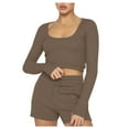 thumbnail image 2 of Wolfast Hauts d'Été à Manches Longues pour Femmes Mode Femmes Décontracté Hauts à Manches Longues Col Rond Ensembles de Shorts Décontractés, 2 of 9