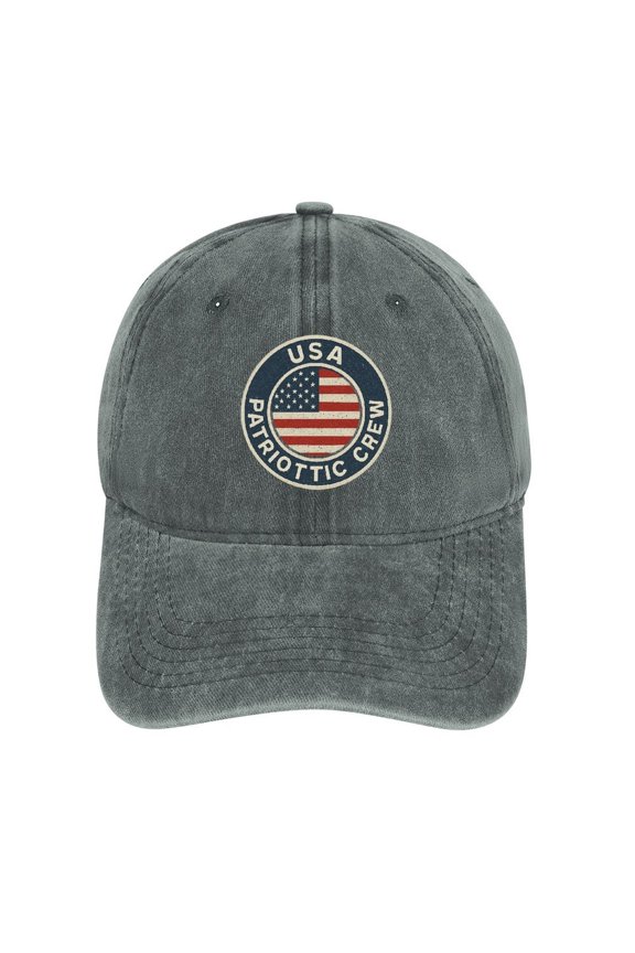 Usa American Flag Patriotic Crew Gray Adjustable Baseball Cap for Men Women, Classic Casual Snapback Hat