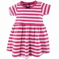 thumbnail image 2 of Hudson Baby Infant and Toddler Girl Cotton Short-Sleeve Dresses 2pk, Bright Flamingo, 3-6 Months, 2 of 4