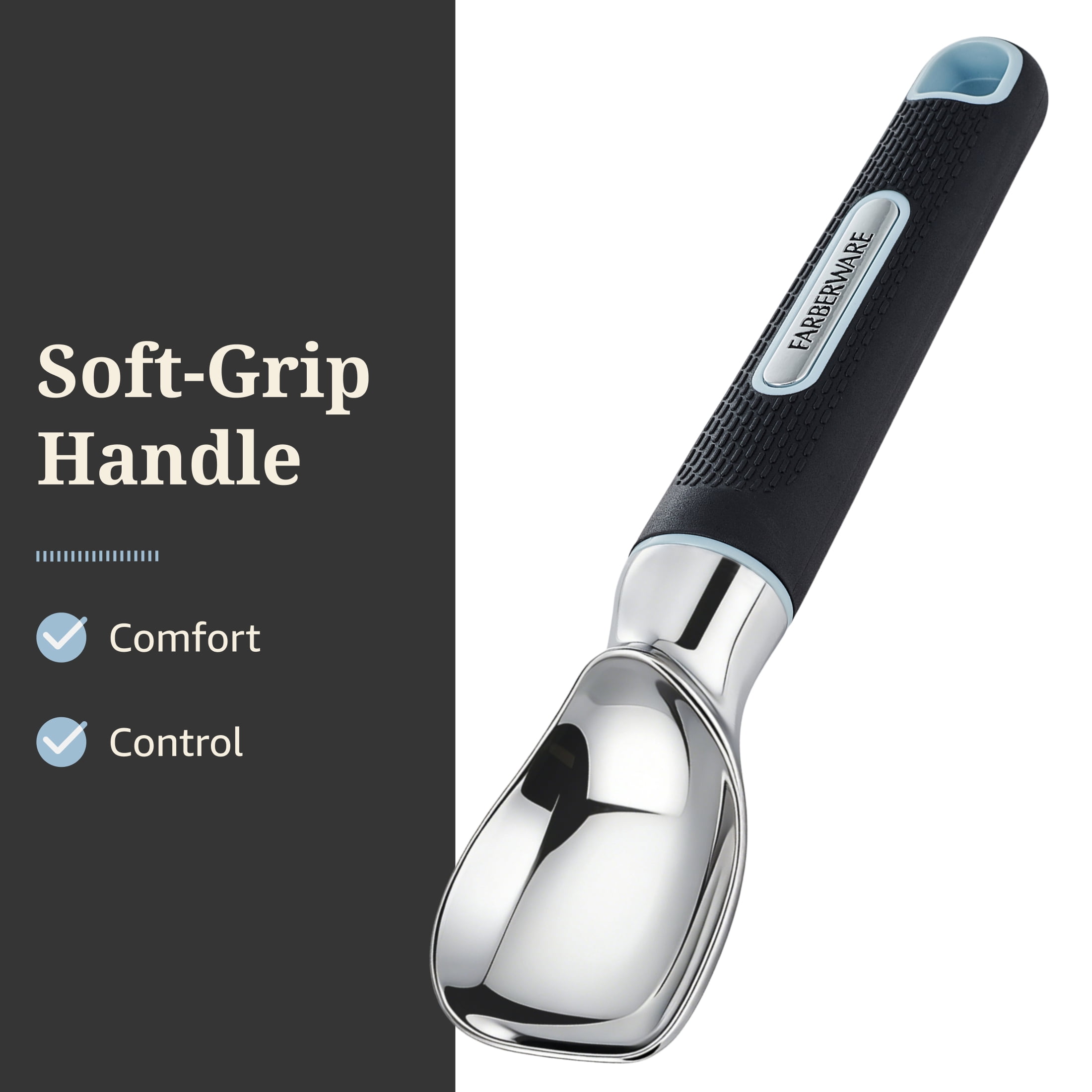 Farberware Soft Grips Cast Zinc Ice Cream Scoop Black with Slate Accents