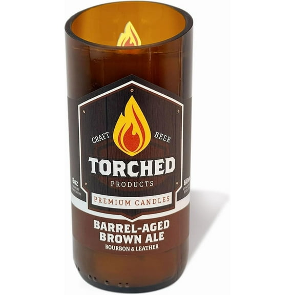 Torched Barrel Aged Brown Ale 8 OZ Beer Bottle Scented Jar Candle Brown