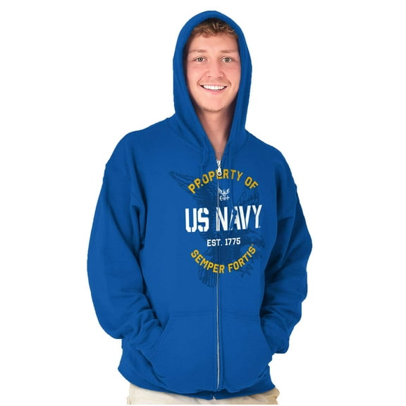 US Navy Property of Semper Fortis Unisex Plus Size Zip Hoodie Brisco Brands 2X