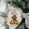 thumbnail image 3 of Happy Thanksgiving Pug Welcome Thankful Fall Autumn Pumpkin Ceramic Round Ornament Dog Lover Gifts Home Tree Decor - 02021, 3 of 5