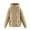 Khaki, variant on Women's Solid Color Fashionable Thick Warm Cotton-padded Coat with Hood and Long Sleeves Beige L