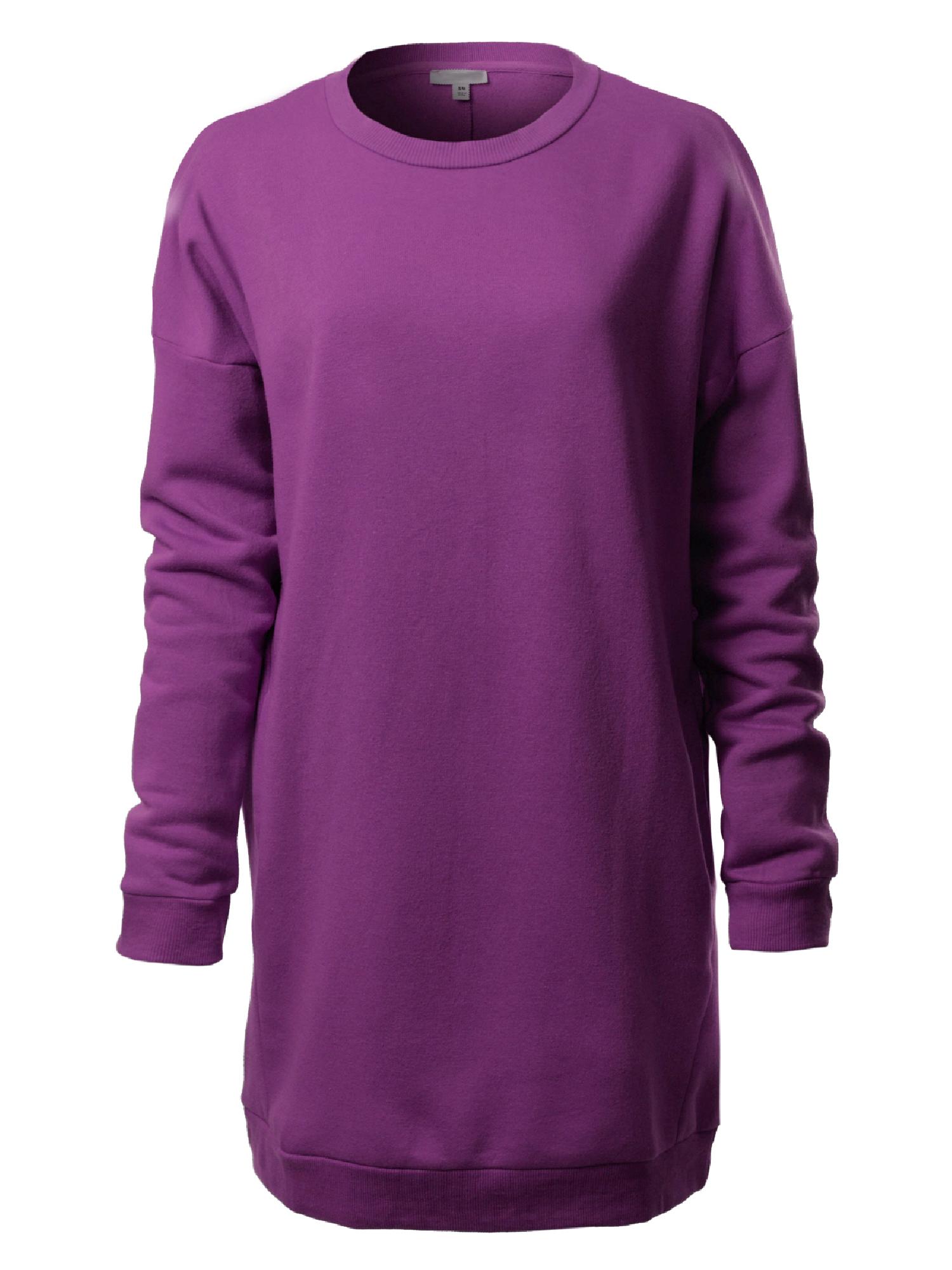 Made By Olivia Womens Casual Oversized Loose Fit Crew Neck Fleece Pullover Tunic Sweatshirts