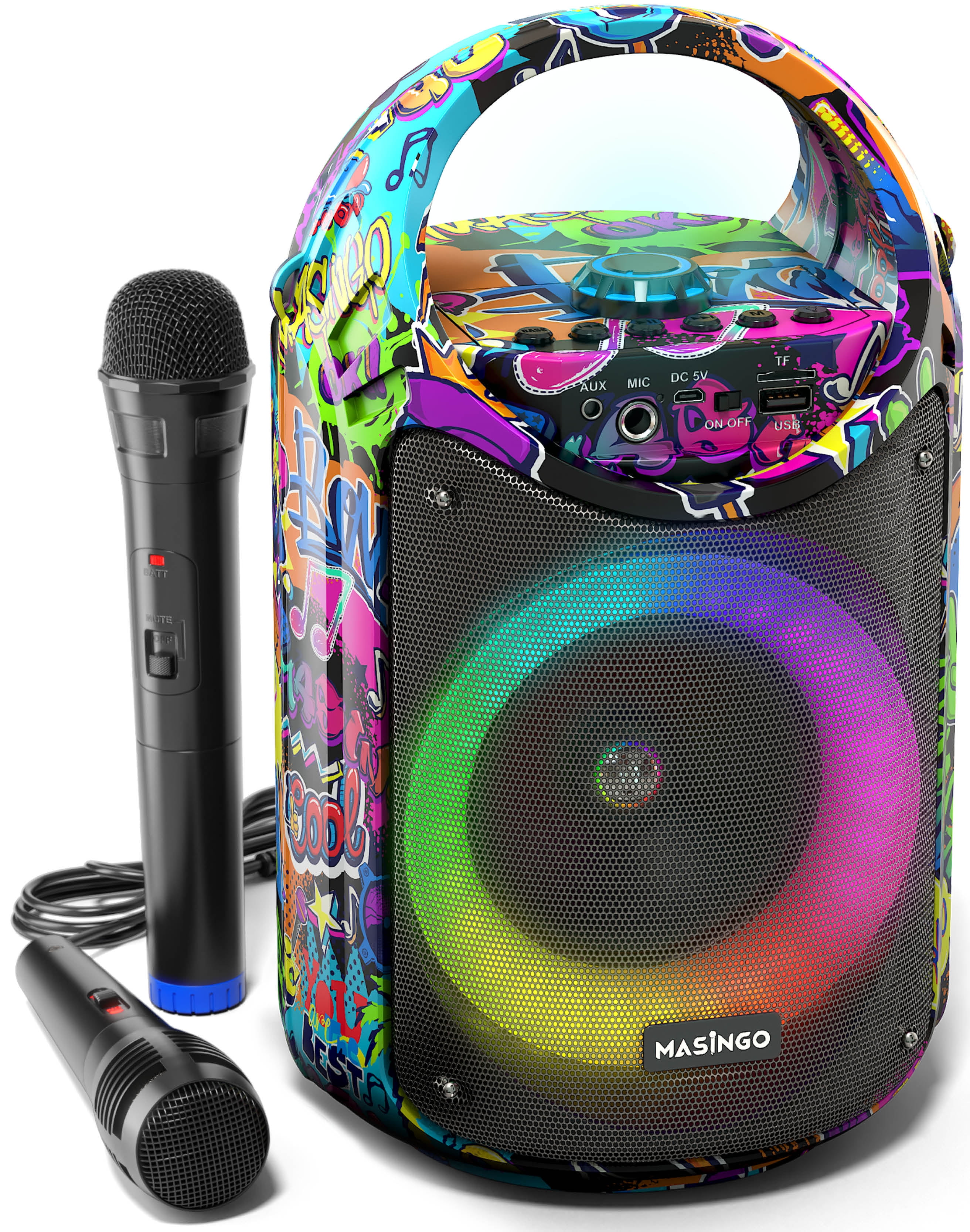 MASINGO 2023 Bluetooth Karaoke Machine for Kids and Adults with 1